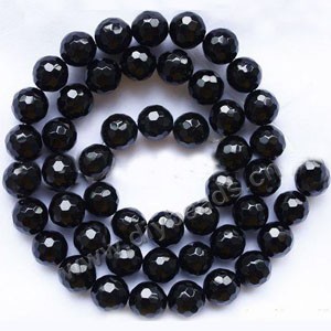Bead, black agate (dyed),12mm 128-faceted round. Sold per 15-inch strand.