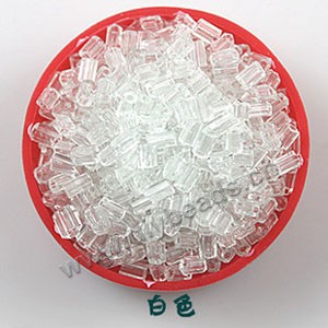 Bugle bead, glass,transparent crystal,white ,#1(2x2mm) beads. Sold per pkg of 80 grams,approximately 4,500ps.
