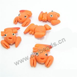 Bead, polymer clay, orange, 12x12x5mm scorpion. Sold per pkg of 12.
