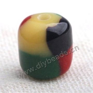 Bead,Japan lampworked glass,mix color round tube, 15X15mm round.mini order 100pc 