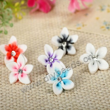 Bead, polymer clay,mixed color ,18x8mm flower. Sold per pkg of 5.