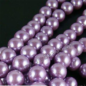 Bead, glass pearl,purple, 16mm round. Sold per pkg of 16-inch strands.