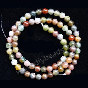 Bead, India agate (natural), 6mm round. Sold per 15-inch strand.