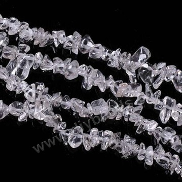 Bead,clear quartz crystal (natural), 8mm chip. Sold per 35-inch strand