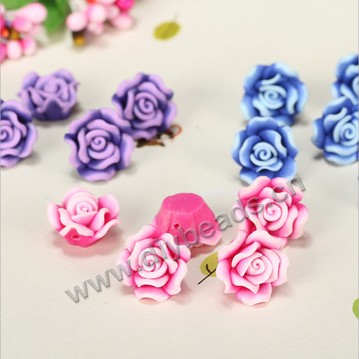 Bead, polymer clay,mixed color,15x8mm flower. Sold per pkg of 5.