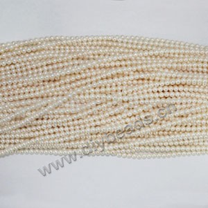 Pearl,cultured freshwater (natural), white, 4-5mm round, B+ grade. Sold per 16-inch strand.