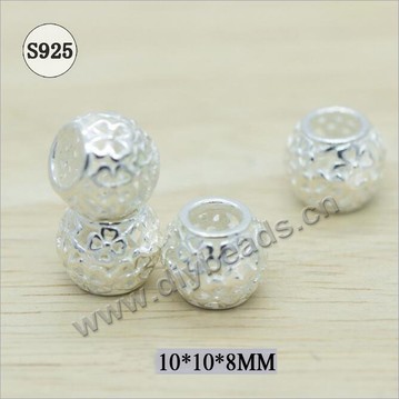 Bead,big-hole beads,925 sterling silver beads hollow spacer beads 10mm beads,sold per pkg of 30ps