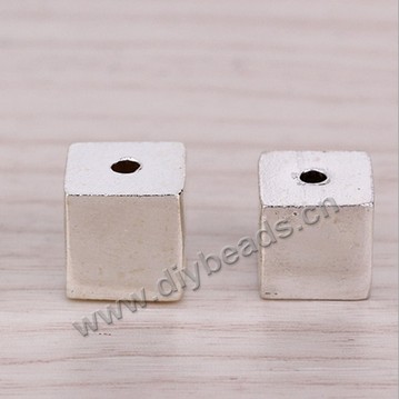 Bead, 925 Thai silver, cube, 9*9mm, 2mm hole, Sold per pkg of 1 bag-3 pieces.