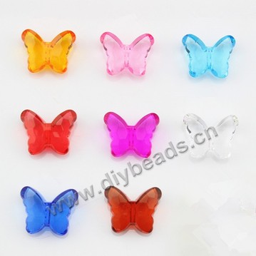 Bead, acrylic, 8 kinds of colors for option, 23*28mm butterfly. Sold per pkg of 500gram.