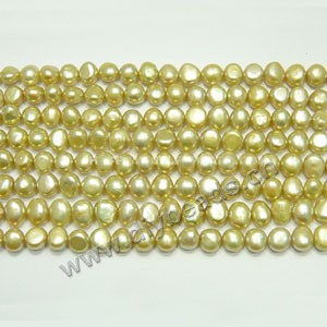 Pearl, cultured freshwater (dyed),yellow-green, 6-7mm flat-sided potato. Sold per 14.8-inch(37cm) strand