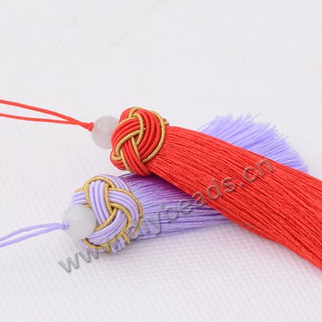 Tassel,nylon tassel, with loop, Multicolor,gold thread cap with beads,7cm length 1.5cm diameter,sold per pkg of 10pcs