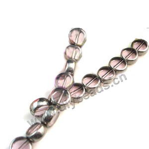 Bead ,silver-plated glass, liac, 8mm flat round. Sold per pkg of ten 33cm strand.