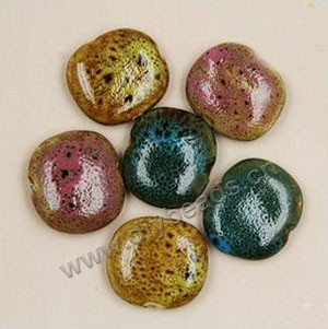 Bead mix, fancy glaze porcelain,multicolored, 27-30mm flat round. Sold per pkg of 100 beads. 