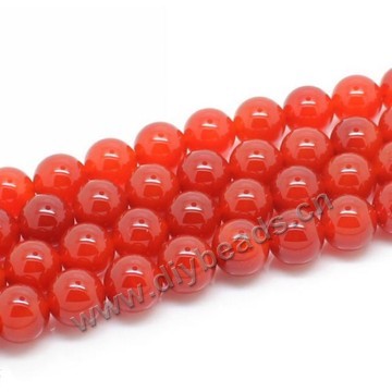 Bead, red agate (dyed/heated), 12mm round. Sold per 15-inch strand.