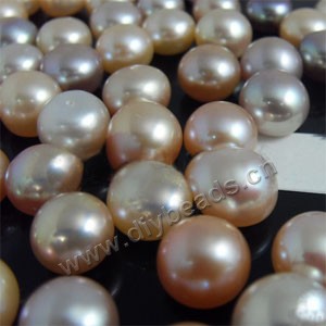 Pearl, cultured freshwater ,peach/mauve/white, 10mm half-drilled button, AAA grade. Sold per pkg of 2pairs