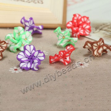 Bead, polymer clay,mixed color,20x12mm flower. Sold per pkg of 5.