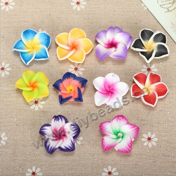 Bead, polymer clay,mixed color,22x10mm flower. Sold per pkg of 10.