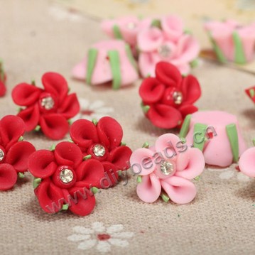 Bead, polymer clay,mixed color,12x6mm roses. Sold per pkg of 5.