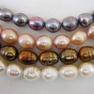 Pearl, cultured freshwater (natural),mixed colors,10-11mm rice. Sold per pkg of(4) 15.5-inch(39cm) strand