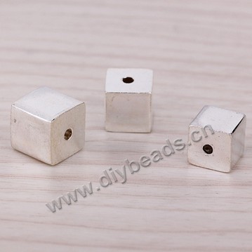 Bead, 925 Thai silver, cube, 8*8mm, 2mm hole, Sold per pkg of 1 bag-4 pieces.