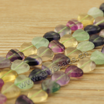 Bead,colorful fluorite (natural), 10mm heart. Sold per one strand