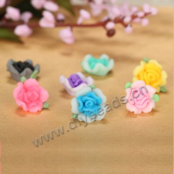 Bead, polymer clay,mixed color,13x8mm flower. Sold per pkg of 5.