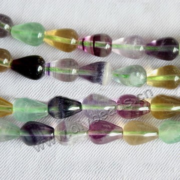 Bead, rainbow fluorite (natural), 10x16mm teardrop. Sold per 15-inch strand.