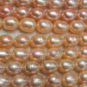 Pearl, cultured freshwater (dyed),apricot,9-10mm potato. Sold per 15.5-inch(39cm) strand
