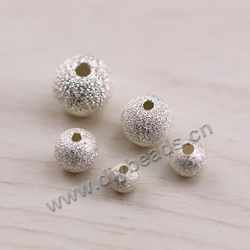 Spacer Bead, 925 sterling silver, 8mm frosted round. Sold per pkg of 1 bag-(10 pieces).