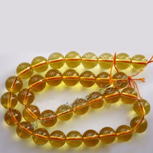 Bead, citrine (SYN),12mm round, A grade. Sold per 15-inch strand,approximately 33 beads . 