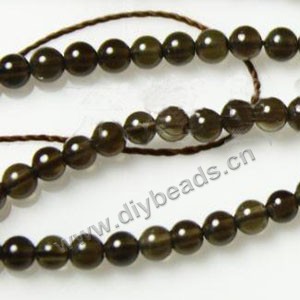 Bead, smoky quartz (heated/irradiated), 4mm round. Sold per 15-inch strand