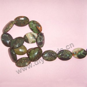 Bead, autumn jasper (natural), 30x22mm puffed oval, Sold per pkg of five 15-inch strand