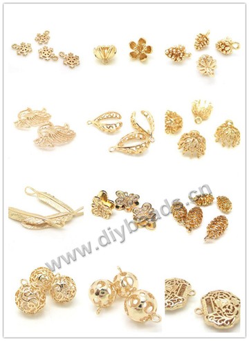 Charms,24k gold filled,kinds of shape, Sold per pkg of 100 pieces.
