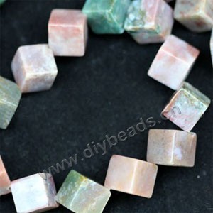 Bead, India agate (natural), 10mm dice. Sold per 16-inch strand.