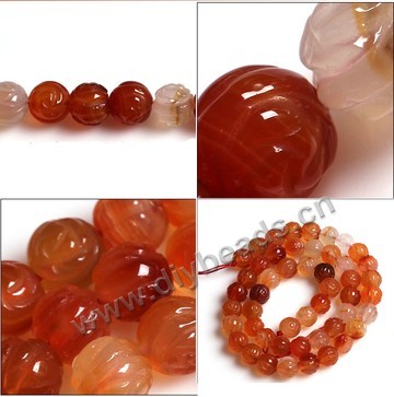 Bead, red agate (heated), 8mm carved double side flower,  Sold per 15-inch strand.