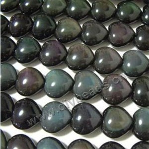 Bead, rainbow obsidian (natural), 14mm heart. Sold per 15-inch strand