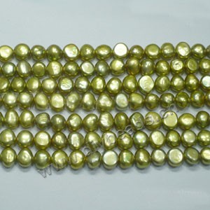 Pearl, cultured freshwater (dyed),yellow-green, 5-6mm flat-sided potato. Sold per 14.8-inch(37cm) strand