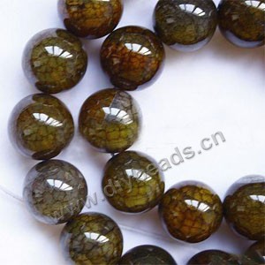 Bead, dragon veins agate (dyed / heated), 16mm round. Sold per 15-inch strand.