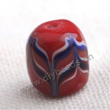 Bead,Japan lampworked glass,red round tube, 15X15mm round.mini order 100pc 