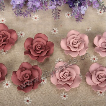 Bead, polymer clay,mixed color,40x15mm flower. Sold per pkg of 50.