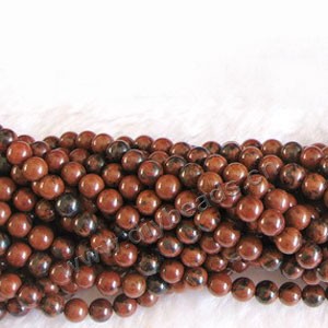 Bead, mahogany obsidian (natural), 8mm round. Sold per 16-inch strand.