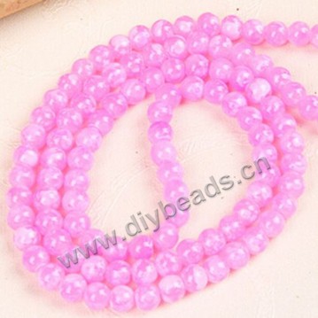 Bead,glass,solid pink color,8mm round,sold per pkg of 10 strands