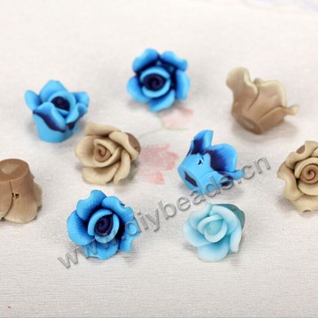 Bead, polymer clay,mixed color,12x8mm flower. Sold per pkg of 5.
