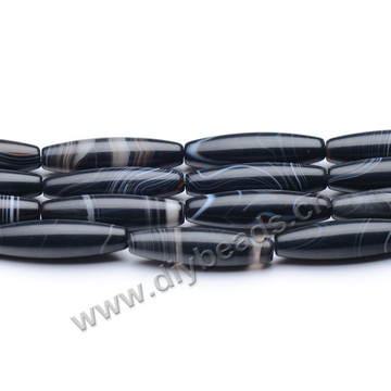 Bead,striped agate,30*8mm,cylindrical,,Sold per pkg of 1 strand