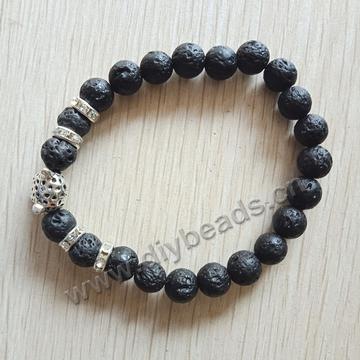Hot sale natural lava beads bracelet with charm alloy
