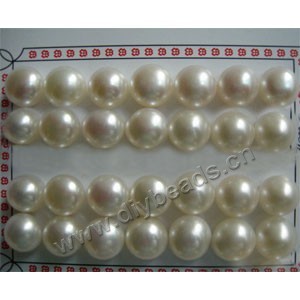 pearl, cultured freshwater , white,12-13mm half-drilled button, AAA grade.Sold per pkg of 16 pairs