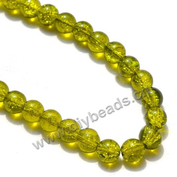 Bead,crackle glass olive green, 8mm round. Sold per 32-inch strand, approximately 100ps/strand