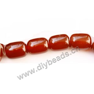Bead,  red agate (dyed), 10x14mm round tube, Sold per 15-inch strand.