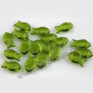 Glass beads, charm,green,15x8mm fish,findings for making jewelry, mini order 100ps