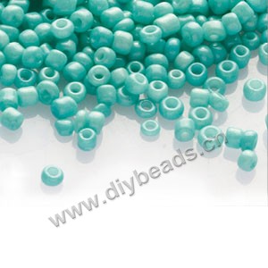 bead,glass,seed beads,paint/dyed turqulise blue,#15 irregular round,sold per pkg of 450g